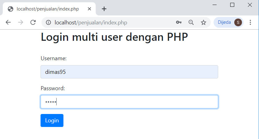 form isian login multi user dengan php